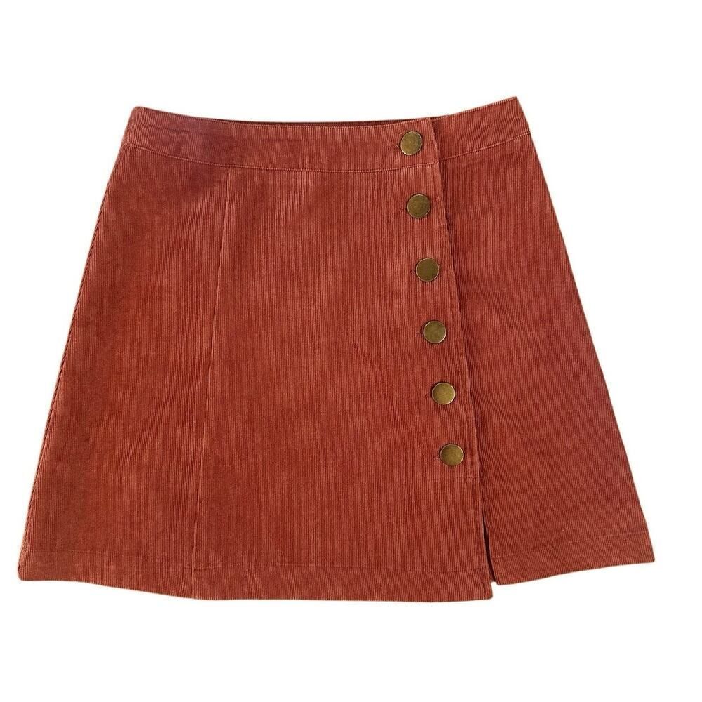 Entro Corduroy A Line Button Up Y2K Mini Skirt SZ Small Academia Back to School